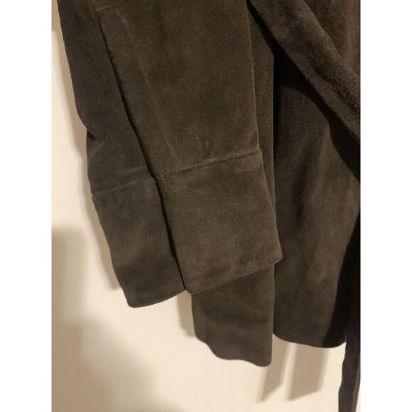 Banana Republic Womens Coat Medium Leather Brown Thick Lined Pockets - Picture 3 of 13